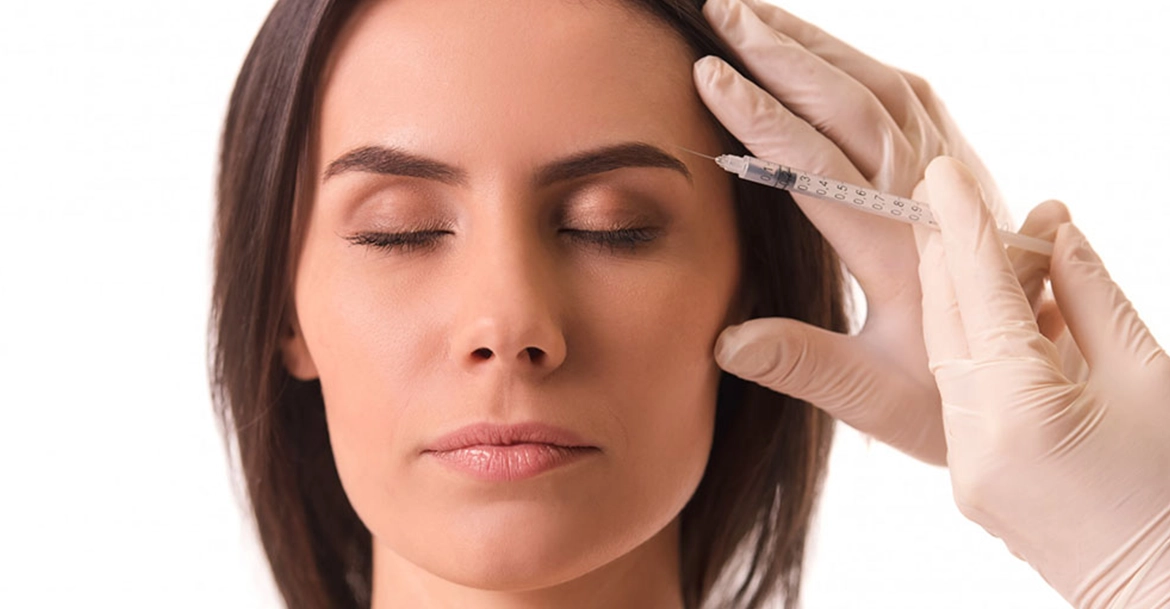 Botox injection treatment to reduce under eye wrinkles and smooth forehead fine lines effectively